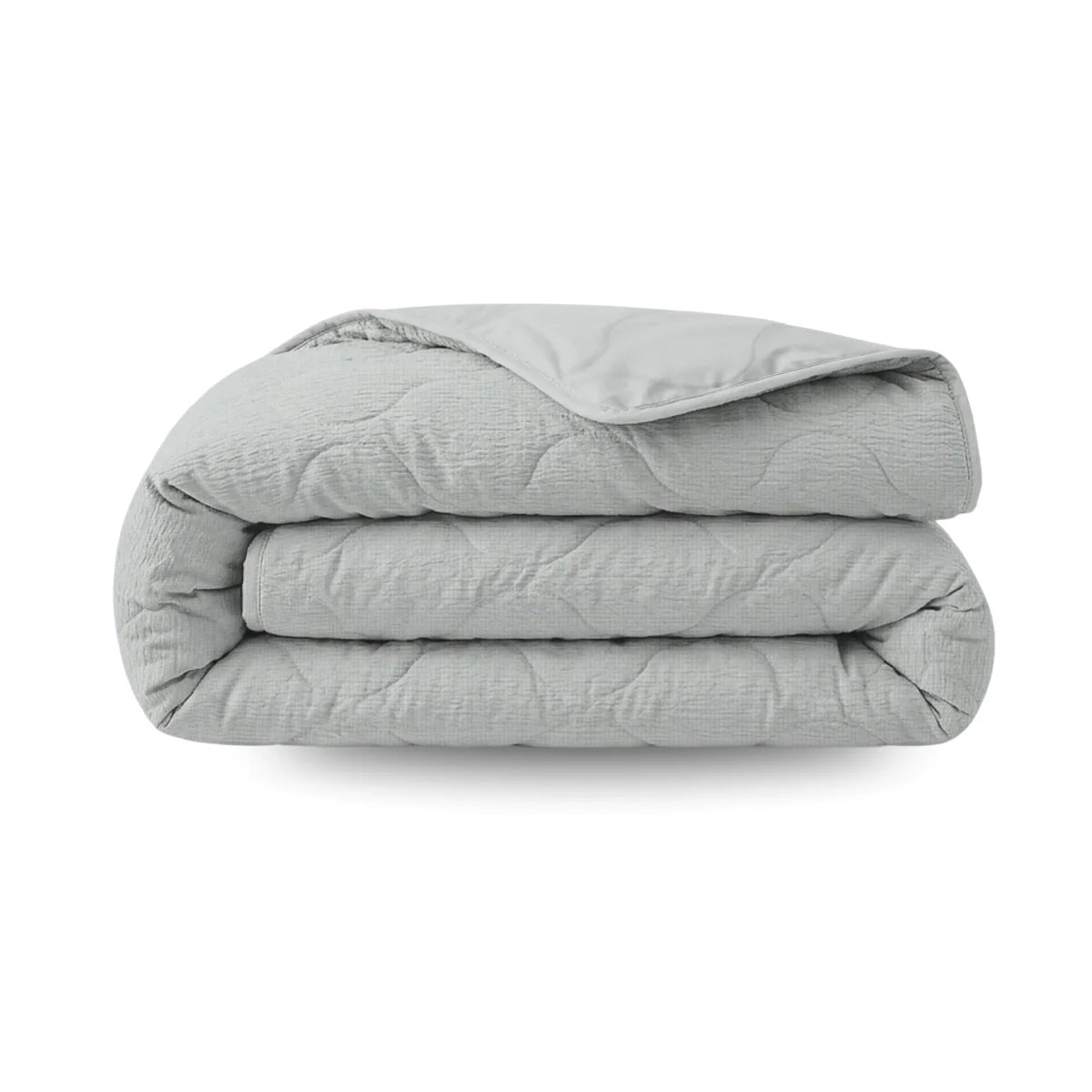 Zelesta Special Seersucker Summer Duvet - Soft Ice Blue folded on a white background