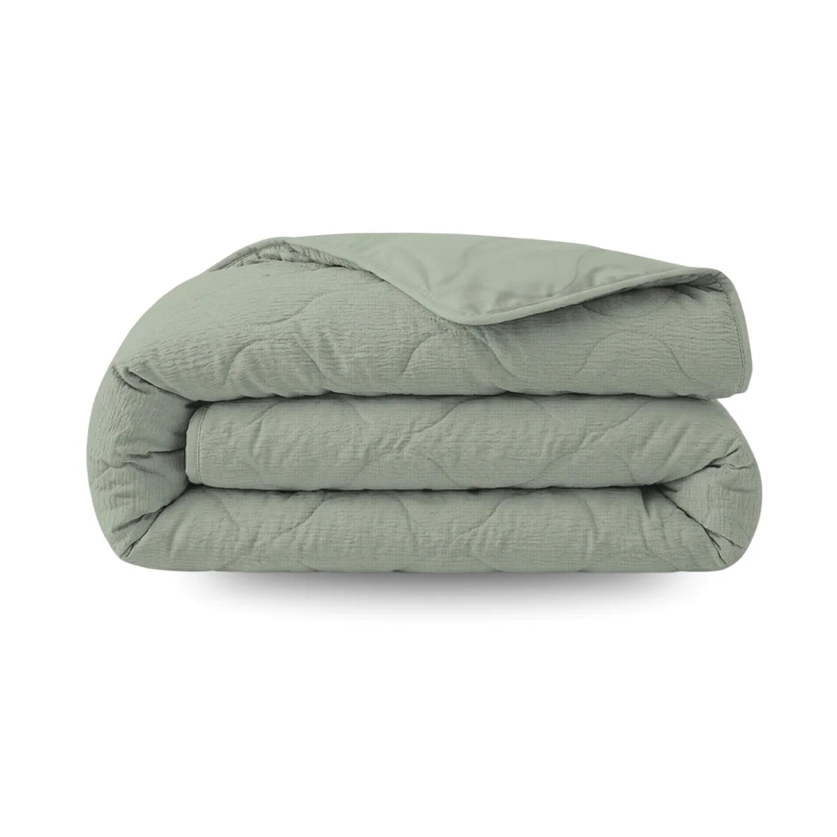 Zelesta Special Seersucker Summer Duvet - Sage Green folded on a white background