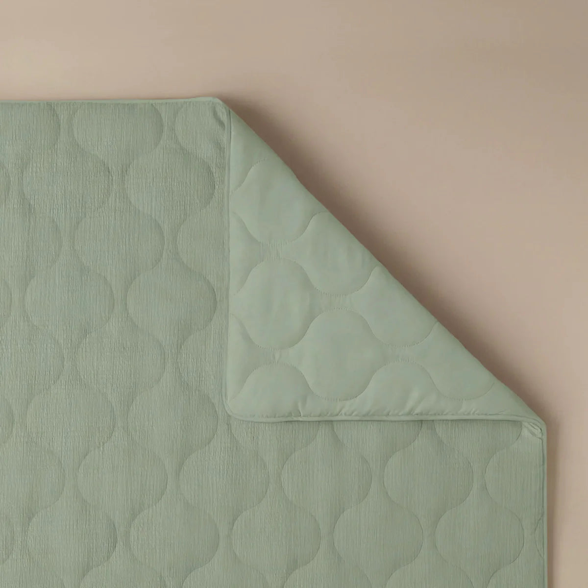 Zelesta Special Seersucker Summer Duvet - Sage Green folded on a white background, alternate view