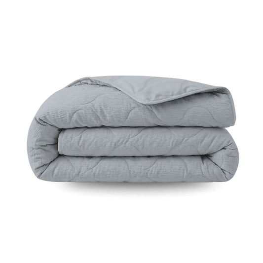 Zelesta Special Seersucker Summer Duvet - Pearly Blue folded on a white background