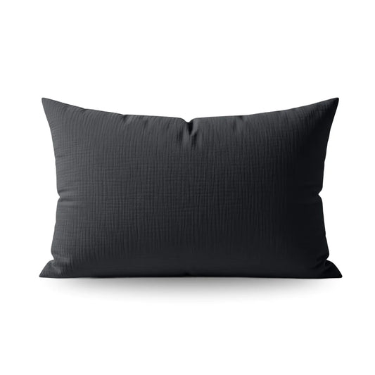 Zelesta Special Teddy Cotton Muslin Pillowcase Set Of 2 in Anthracite on a white background