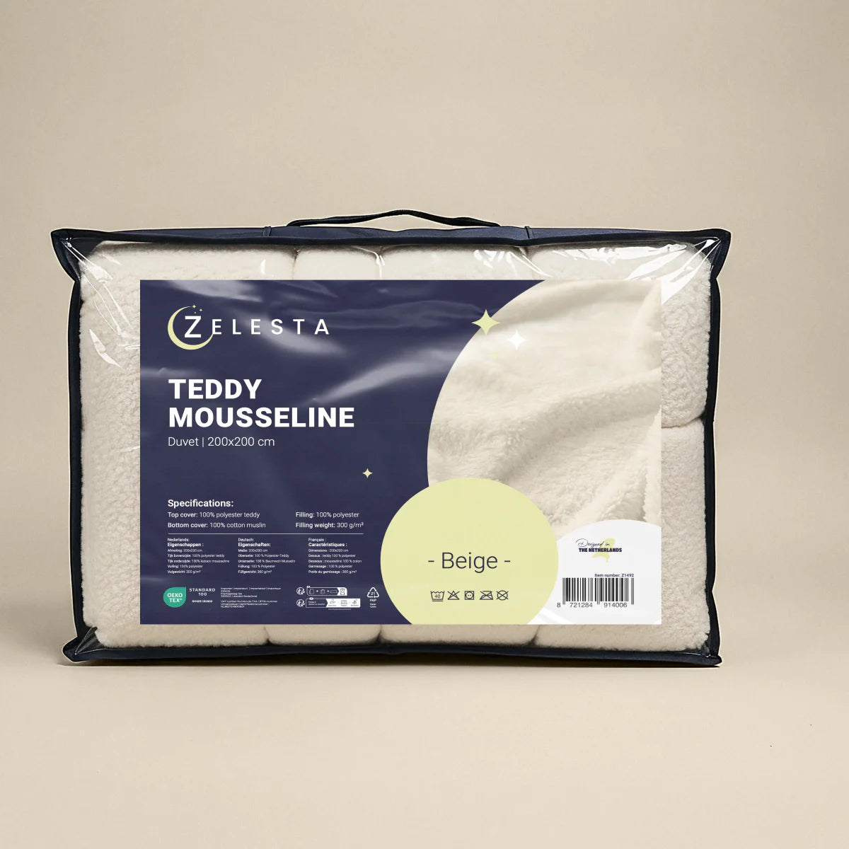 Zelesta Special Teddy Cotton Muslin Duvet - Beige in its Zelesta retail packaging bag