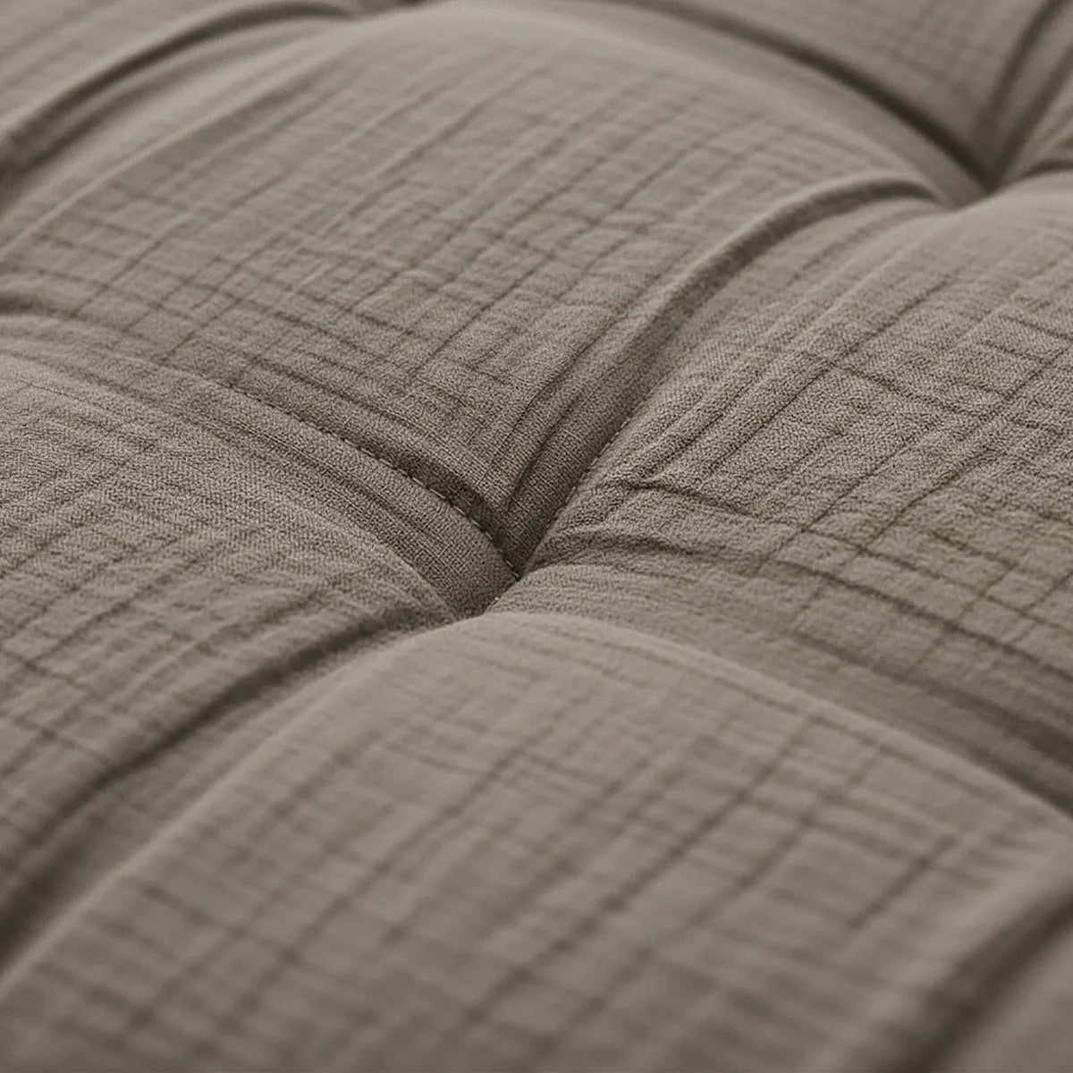Close-up of the teddy and muslin layered fabric of the Zelesta Special Teddy Cotton Muslin Duvet in Taupe