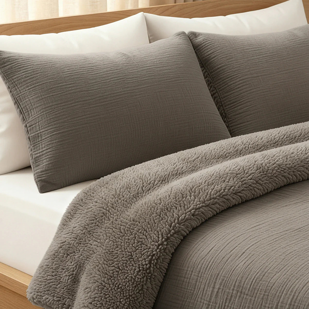 Zelesta Special Teddy Katoenen Mousseline Kussensloop Set Van 2 - Taupe