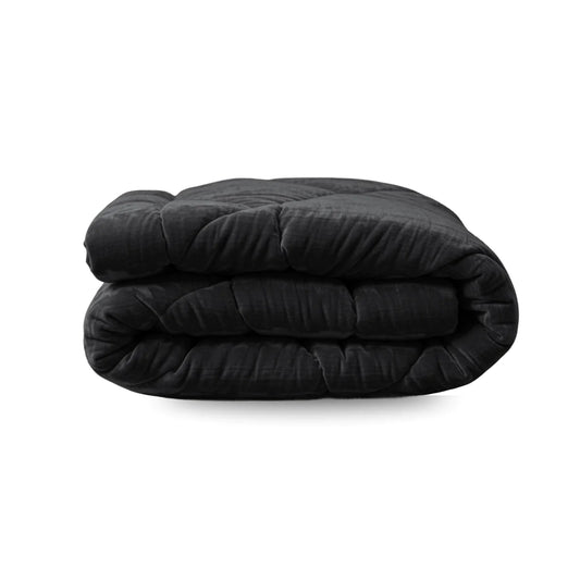 Zelesta Special Velvet Chic Duvet - Black folded on a white background