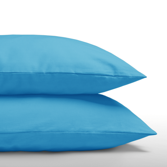 Zelesta Everyday Uni Pillowcase Set Of 2 - Aqua Blue in Aqua Blue, laid flat on a white background