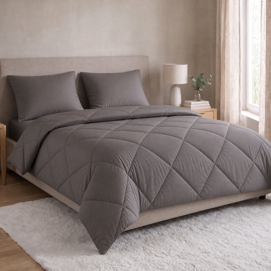 Zelesta Comfort Unie Diamant Taies d'Oreiller - Set de 2 - Gris-Marron