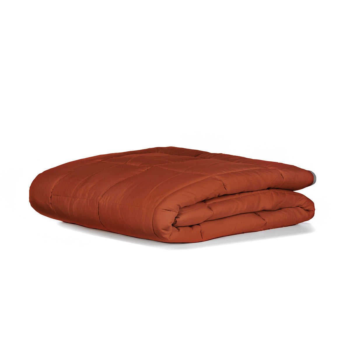 Zelesta Everyday Uni Summer Duvet in Light Grey & Ginger, neatly folded on a white background showing the soft light grey & ginger microfiber fabric