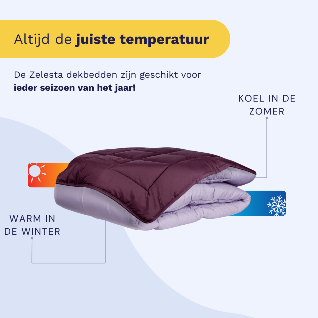 Zelesta Everyday Uni Duvet in Purple & Lilac, close-up of the folded duvet showing the smooth purple & lilac microfiber texture