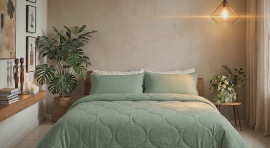 Zelesta Special Muslin Kussensloop Set van 2 - Eucalyptus Groen