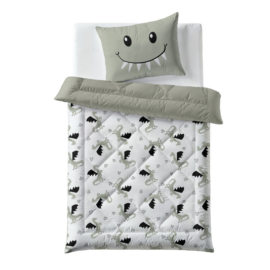 Zelesta Comfort Kids Duvet - Smiling Dragon, neatly folded product shot showing the smiling dragon children's print
