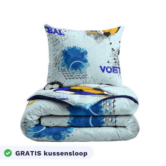 Zelesta Comfort Kids Duvet - Soccer Dream, neatly folded product shot showing the soccer dream children's print